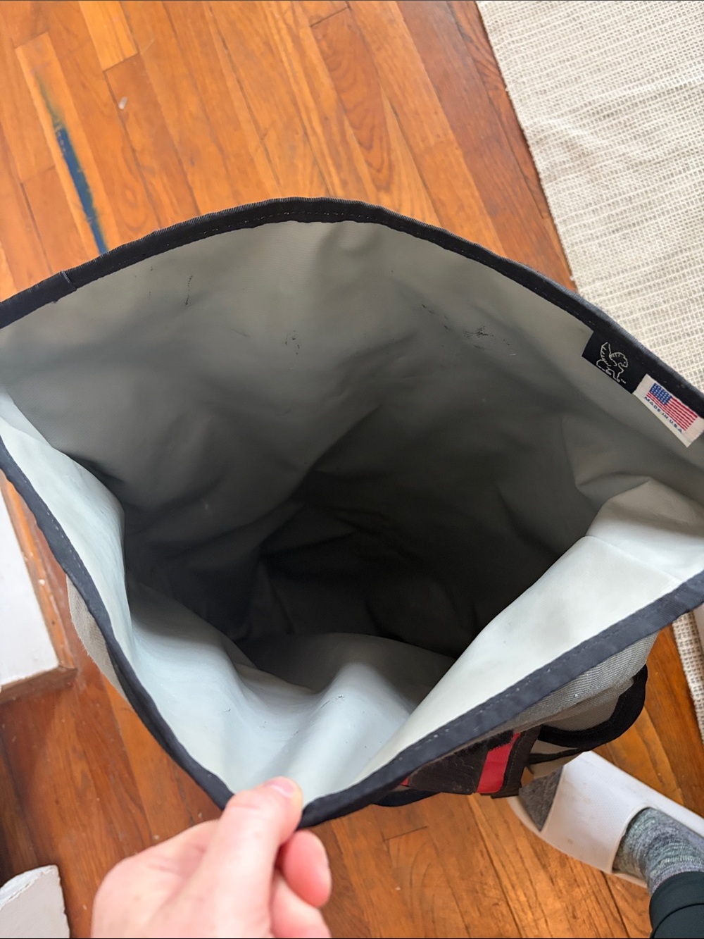 Canvas Roll-Top Backpack - Grey with Black Trim - Picture 4 of 5